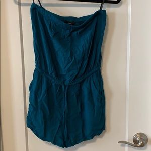 Teal lightweight strapless romper
